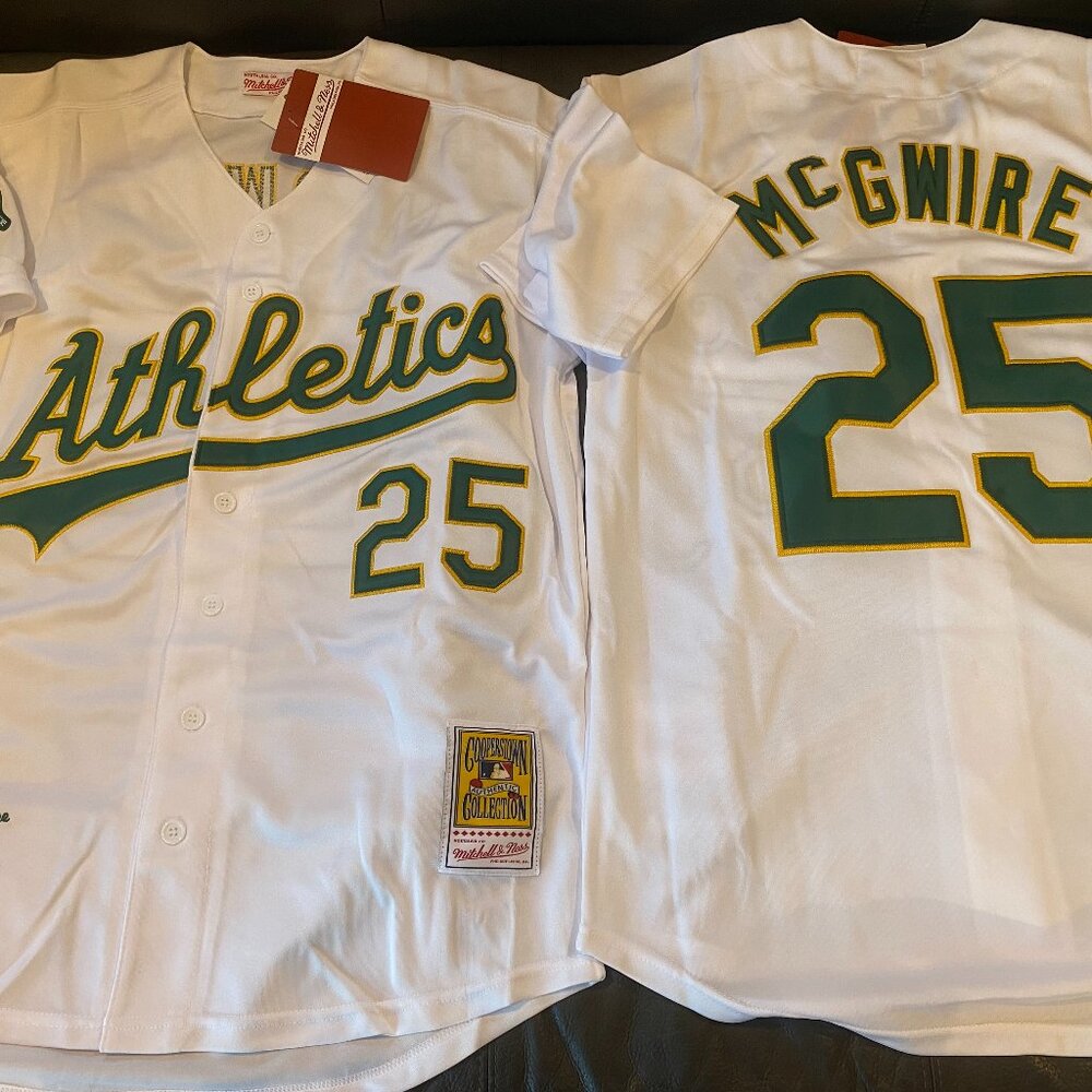 OAKLAND A's MARK McGWIRE Men's JERSEY Sz M,L,XL,2X,3XL By Mitchell & Ness  NWT
